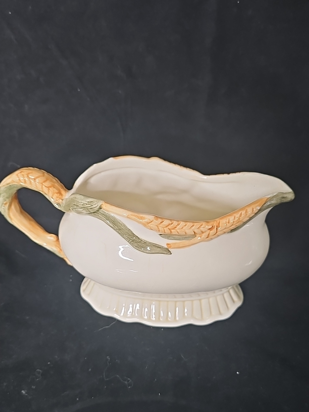 Vintage Bella Casa Fruit Ceramic Gravy Boat with Underplate Yellow & Red Accents - Picture 6 of 7